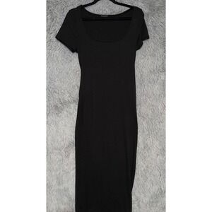 SEE YOU‎ MONDAY Black Ribbed Short Sleeve Maxi Dress Los Angeles Womens